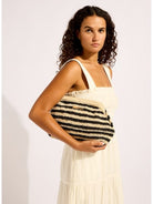 Seafolly Seafolly Carried Away Raffia Stripe Pouch Bag - Black/Natural 72171-BG.Black/Natural Seafolly Carried Away Raffia Stripe Pouch Bag - Black/Natural Splash Swimwear Swimwear O/S 9360519172201