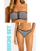 Seafolly Seafolly Clubhouse Zip Front Bandeau & Hipster Pant Bikini Set - Black 30467-281+40316-281-8 Seafolly Clubhouse Zip Front Bandeau & Hipster Pant Bikini Set - Black Splash Swimwear Bikini Set 8 48748201034073