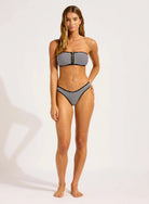 Seafolly Seafolly Clubhouse Zip Front Bandeau & Scoop High Cut Rio Bikini Set - Black 30467-281+40707-281-10 Seafolly Clubhouse Zip Front Bandeau & Scoop High Cut Rio Bikini Set - Black Splash Swimwear Bikini Set 10 48698481001305