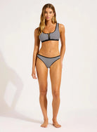 Seafolly Seafolly Clubhouse Zip Front Tank & Hipster Pant Bikini Set - Black 31549-281+40316-281-6 Seafolly Clubhouse Zip Front Tank & Hipster Pant Bikini Set - Black Splash Swimwear Bikini Set 6 48811591066841
