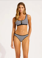 Seafolly Seafolly Clubhouse Zip Front Tank & Hipster Pant Bikini Set - Black 31549-281+40316-281-6 Seafolly Clubhouse Zip Front Tank & Hipster Pant Bikini Set - Black Splash Swimwear Bikini Set 6 48811591066841