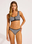 Seafolly Seafolly Clubhouse Zip Front Tank & Hipster Pant Bikini Set - Black 31549-281+40316-281-6 Seafolly Clubhouse Zip Front Tank & Hipster Pant Bikini Set - Black Splash Swimwear Bikini Set 6 48811591066841
