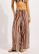 Seafolly Seafolly Coastline Drawcord Wide Leg Pant - Cocoa Seafolly Coastline Drawcord Wide Leg Pant - Cocoa Splash Swimwear Womens Pants