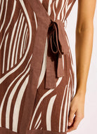 Seafolly Seafolly Coastline Mini Wrap Dress - Cocoa Seafolly Coastline Mini Wrap Dress - Cocoa Splash Swimwear Dresses