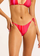 Seafolly Seafolly Coastline Multi Fit Longline Tri Tie Side Rio Pant Bikini Set - Flame Seafolly Coastline Multi Fit Longline Tri Tie Side Rio Pant Bikini Set - Flame Splash Swimwear