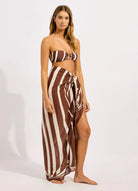 Seafolly Seafolly Coastline Sarong - Cocoa 55539-SG Seafolly Coastline Sarong - Cocoa Splash Swimwear Sarongs 1000029797