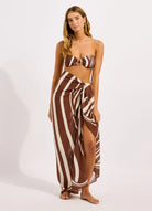 Seafolly Seafolly Coastline Sarong - Cocoa 55539-SG Seafolly Coastline Sarong - Cocoa Splash Swimwear Sarongs 1000029797