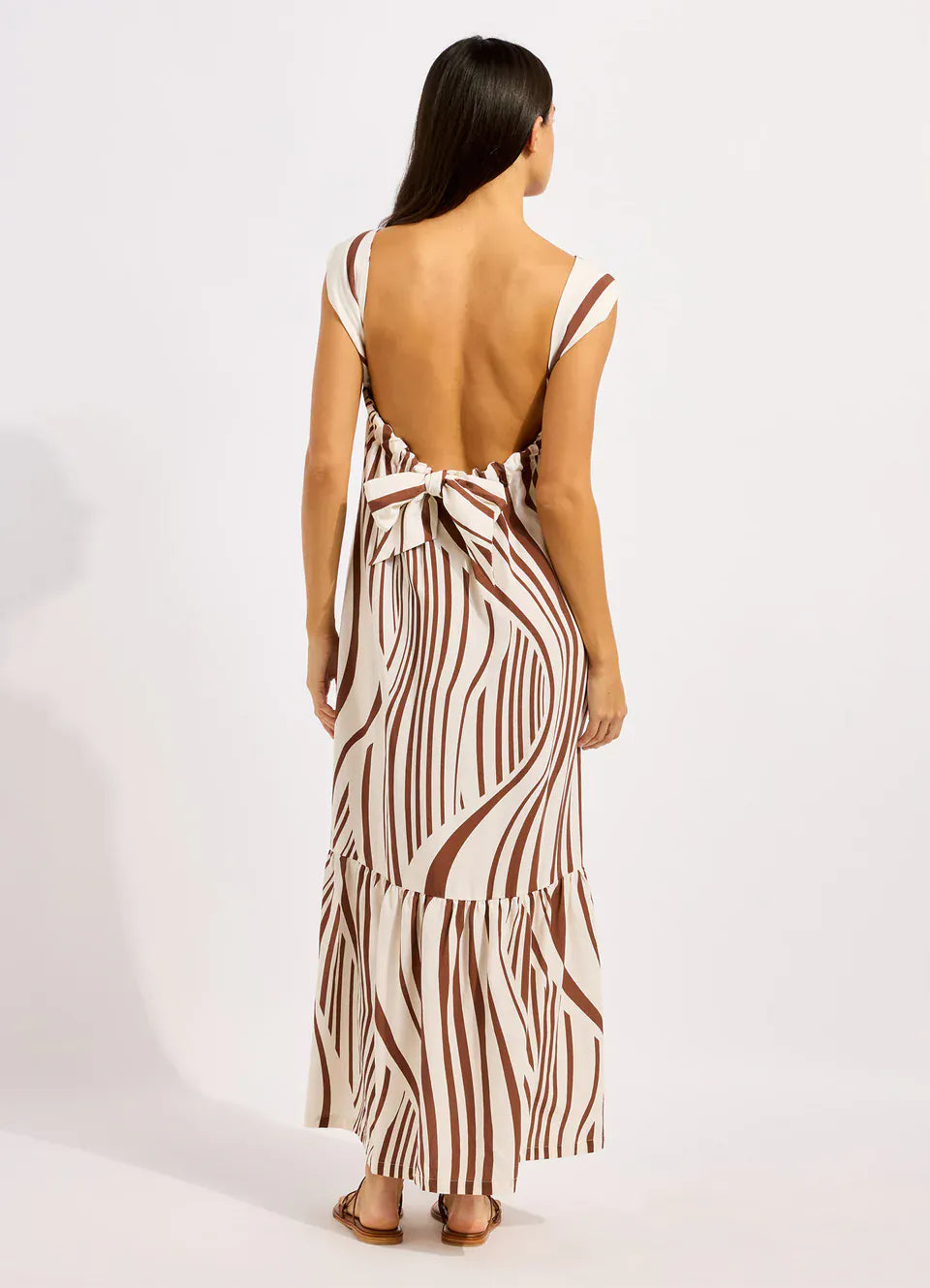 Seafolly Seafolly Coastline Tie Back Maxi Dress - Ecru/Cocoa Seafolly Coastline Tie Back Maxi Dress - Ecru/Cocoa Splash Swimwear Dresses