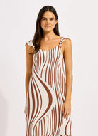 Seafolly Seafolly Coastline Tie Back Maxi Dress - Ecru/Cocoa Seafolly Coastline Tie Back Maxi Dress - Ecru/Cocoa Splash Swimwear Dresses