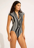 Seafolly Seafolly Coastline Zip Front One Piece - Black Seafolly Coastline Zip Front One Piece - Black Splash Swimwear