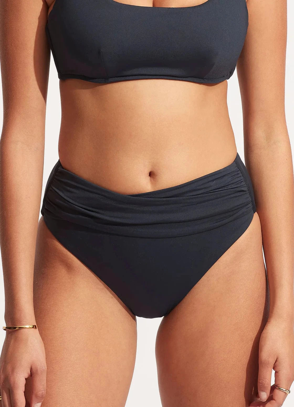 Seafolly Seafolly Collective High Waist Wrap Front 40643-942 Seafolly Collective High Waist Wrap Front Splash Swimwear Bikini Bottoms True Navy / 8 9349623117049