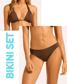 Seafolly Seafolly Collective Multi Fit Longline Tri Bikini Top & Hipster Pant - Dark Chocolate Seafolly Collective Multi Fit Longline Tri Bikini Top & Hipster Splash Swimwear Bikini Set 8 1000028362