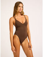 Seafolly Seafolly Collective V Neck One Piece - Dark Chocolate Seafolly Collective V Neck One Piece - Dark Chocolate Splash Swimwear One Pieces