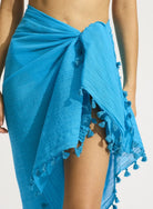 Seafolly Seafolly Cotton Gauze Sarong 52965-SG Seafolly Cotton Gauze Sarong Splash Swimwear Sarongs O/S / Turquoise 9360519082647