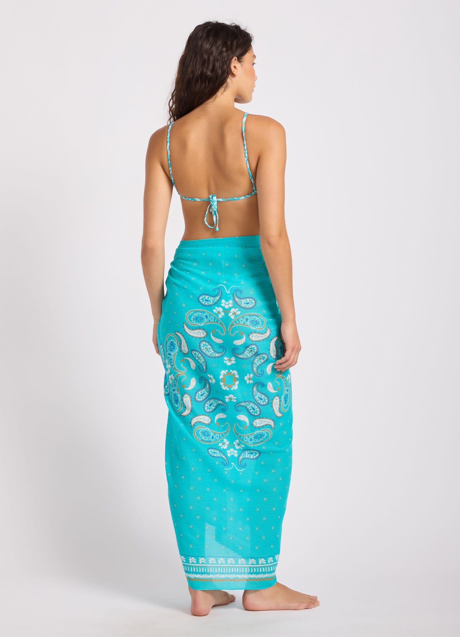 Seafolly Seafolly Drift Club Bandana Bandana Sarong - Turquoise Sea 55817-SG.TurquoiSea Seafolly Drift Club Bandana Bandana Sarong - Turquoise Sea Splash Swimwear OS 1000033299