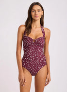 Seafolly Seafolly Halter Neck Bandeau One Piece - Dark Burgundy Halter Neck Bandeau One Piece | Seafolly Splash Swimwear One Pieces