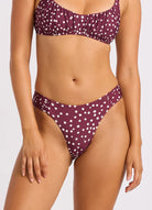 Seafolly Seafolly High Leg Ruched Side Pant - Dark Burgundy High Leg Ruched Side Pant | Seafolly Splash Swimwear Pants