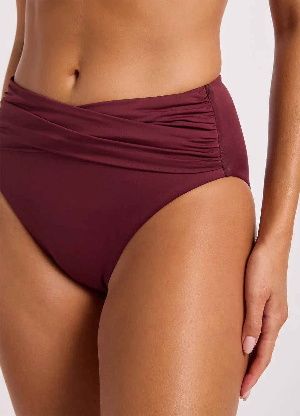 Seafolly Seafolly High Waist Wrap Front Pant - Burgundy Seafolly High Waist Wrap Front Pant | Seafolly Splash Swimwear Bikini Bottoms