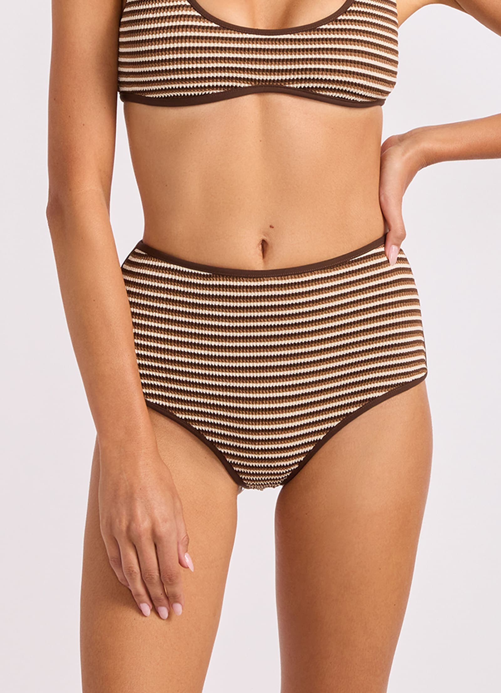 Seafolly Seafolly Horizon High Waisted Pant - Mocha Seafolly Horizon High Waisted Pant - Mocha Splash Swimwear