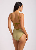 Seafolly Seafolly Horizon Scoop Neck Tie Back One Piece - Guacamole Seafolly Horizon Scoop Neck Tie Back One Piece - Guacamole Splash Swimwear One Piece