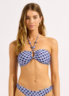 Seafolly Seafolly Marseille Ring Front Bandeau - Blue Indigo Seafolly Marseille Ring Front Bandeau - Blue Indigo Splash Swimwear Bikini Tops