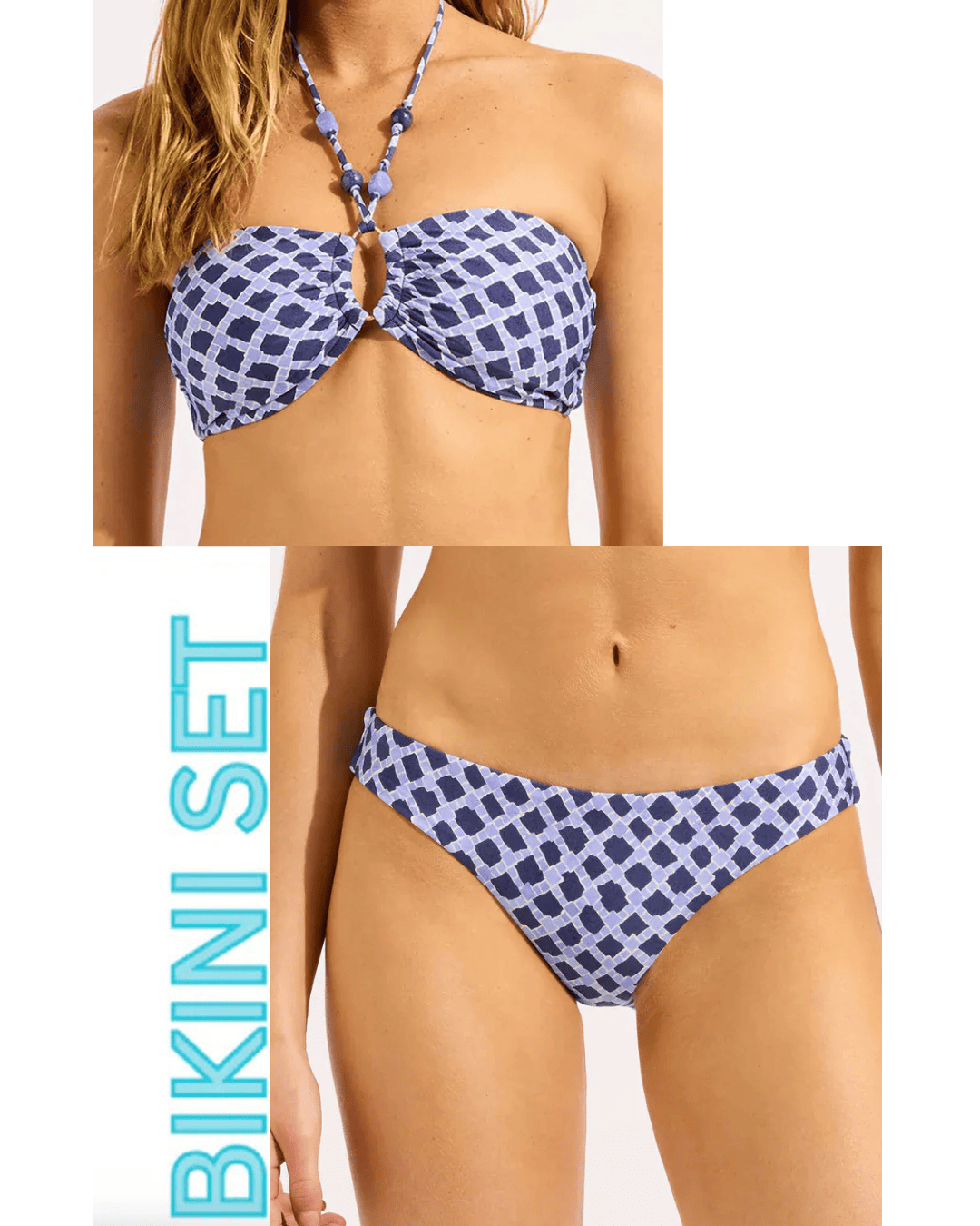 Seafolly Seafolly Marseille Ring Front Bandeau & Hipster Bikini Bottom - Blue Indigo Seafolly Marseille Ring Front Bandeau & Hipster Bikini Bottom - Blue Indigo Splash Swimwear Bikini Set AU8/US4