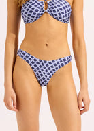 Seafolly Seafolly Marseille Scoop Cut Rio Bikini Bottom - Blue Indigo Seafolly Marseille Scoop Cut Rio Bikini Bottom - Blue Indigo Splash Swimwear Bikini Bottoms