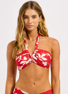 Seafolly Seafolly Mayflower Halter Bandeau - Cosmo Red Seafolly Mayflower Halter Bandeau - Cosmo Red Splash Swimwear Bikini Tops