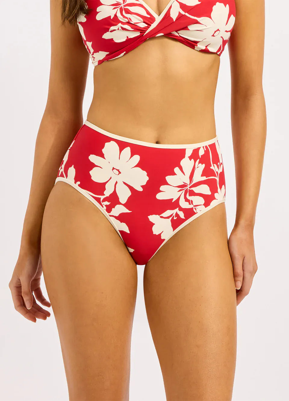 Seafolly Seafolly Mayflower High Waisted Pant - Cosmo Red Seafolly Mayflower High Waisted Pant - Cosmo Red Splash Swimwear Bikini Bottoms