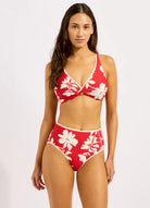 Seafolly Seafolly Mayflower High Waisted Pant - Cosmo Red Seafolly Mayflower High Waisted Pant - Cosmo Red Splash Swimwear Bikini Bottoms