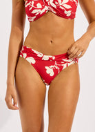 Seafolly Seafolly Mayflower Twist Band Mini Hipster - Cosmo Red Seafolly Mayflower Twist Band Mini Hipster - Cosmo Red Splash Swimwear Bikini Bottoms