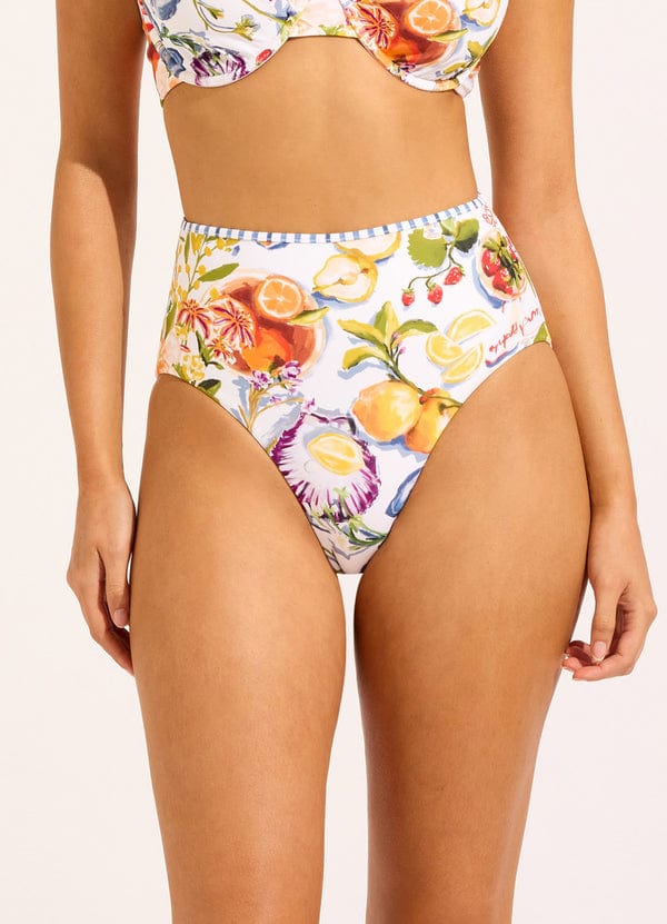 Seafolly Seafolly Riviera Coast High Waisted Pant - White Seafolly Riviera Coast High Waisted Pant - White Splash Swimwear