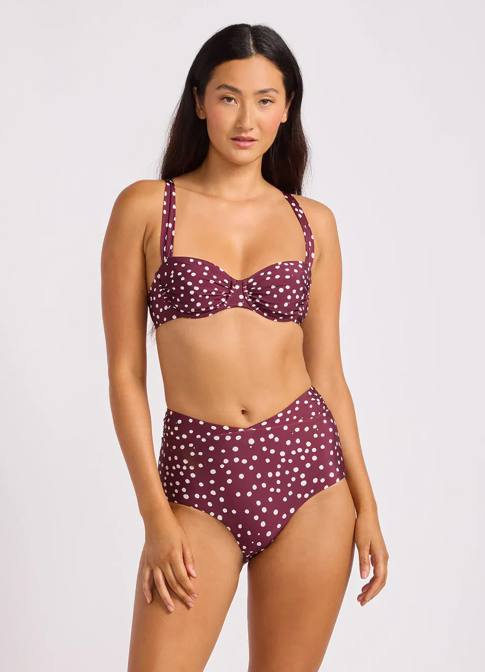 Seafolly Seafolly Ruched Band High Waist Pant - Dark Burgundy Ruched Band High Waist Pant | Seafolly Splash Swimwear Pants