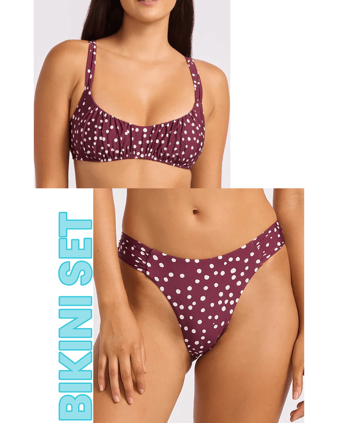 Seafolly Seafolly Ruched Bralette & High Leg Ruched Side Pant Bikini Set - Dolce Dot 31543-341+40726-341-10 Seafolly Ruched Bralette & High Leg Ruched Side Pant Bikini Set - Dolce Dot Splash Swimwear Bikini Set 10 38737961083449
