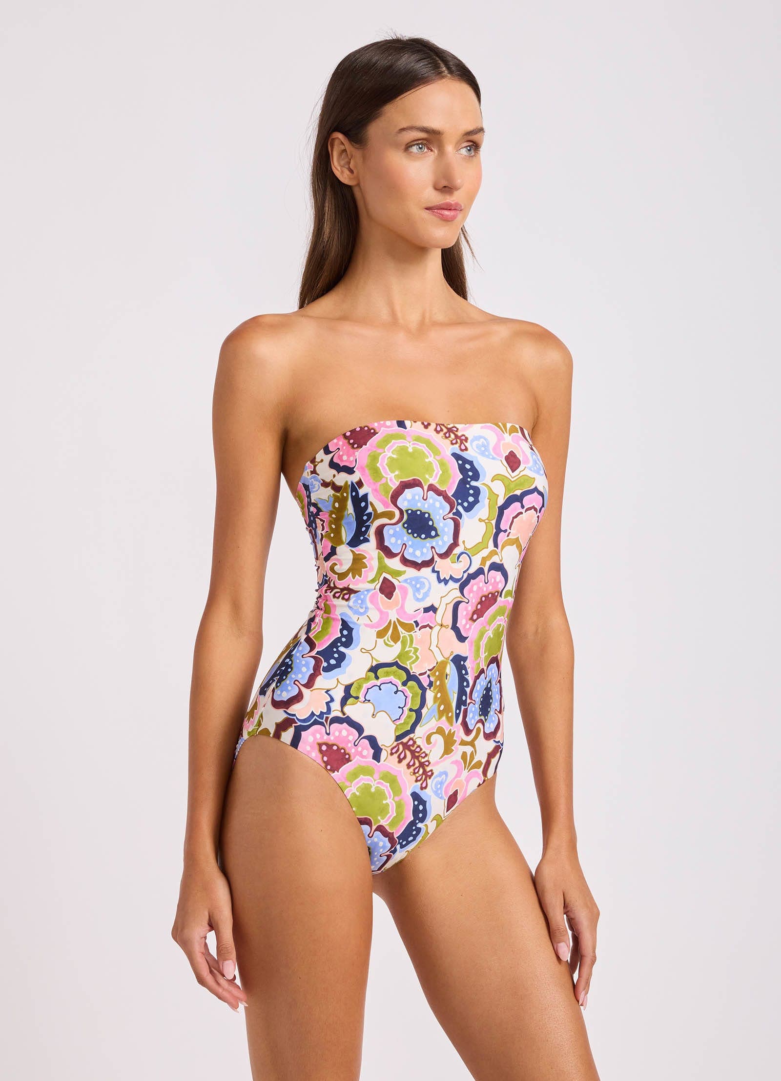 Seafolly Seafolly Sea Blossom Bandeau One Piece Seafolly Sea Blossom Bandeau One Piece Splash Swimwear