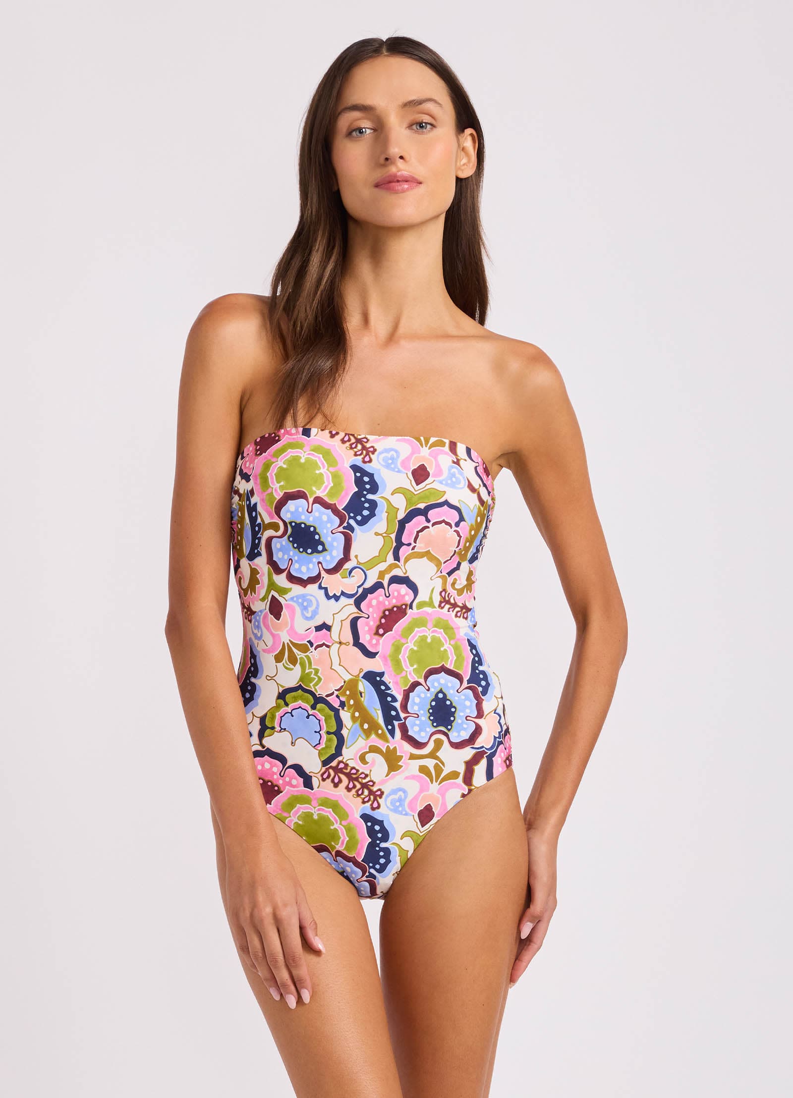 Seafolly Seafolly Sea Blossom Bandeau One Piece Seafolly Sea Blossom Bandeau One Piece Splash Swimwear