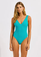 Seafolly Seafolly Sea Dive Deep V Neck One Piece - Caribbean Blue Seafolly Sea Dive Deep V Neck One Piece - Caribbean Blue Splash Swimwear One Piece