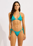 Seafolly Seafolly Sea Dive High Rise Pant - Caribbean Blue Seafolly Sea Dive High Rise Pant - Caribbean Blue Splash Swimwear Clothing Pant