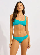 Seafolly Seafolly Sea Dive Hipster Pant- Caribbean Blue Seafolly Sea Dive Hipster Pant- Caribbean Blue Splash Swimwear Clothing Pant