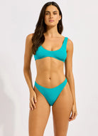 Seafolly Seafolly Sea Dive Multi Fit Longline Top - Caribbean Blue Seafolly Sea Dive Multi Fit Longline Top - Caribbean Blue Splash Swimwear Bikini Tops