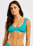 Seafolly Seafolly Sea Dive Multi Fit Longline Top - Caribbean Blue Seafolly Sea Dive Multi Fit Longline Top - Caribbean Blue Splash Swimwear Bikini Tops
