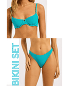 Seafolly Seafolly Sea Dive Underwire Bra & High Cut Pant - Caribbean Blue Seafolly Sea Dive Underwire Bra & High Cut Pant - Caribbean Blue Splash Swimwear Bikini Set AU8/US4