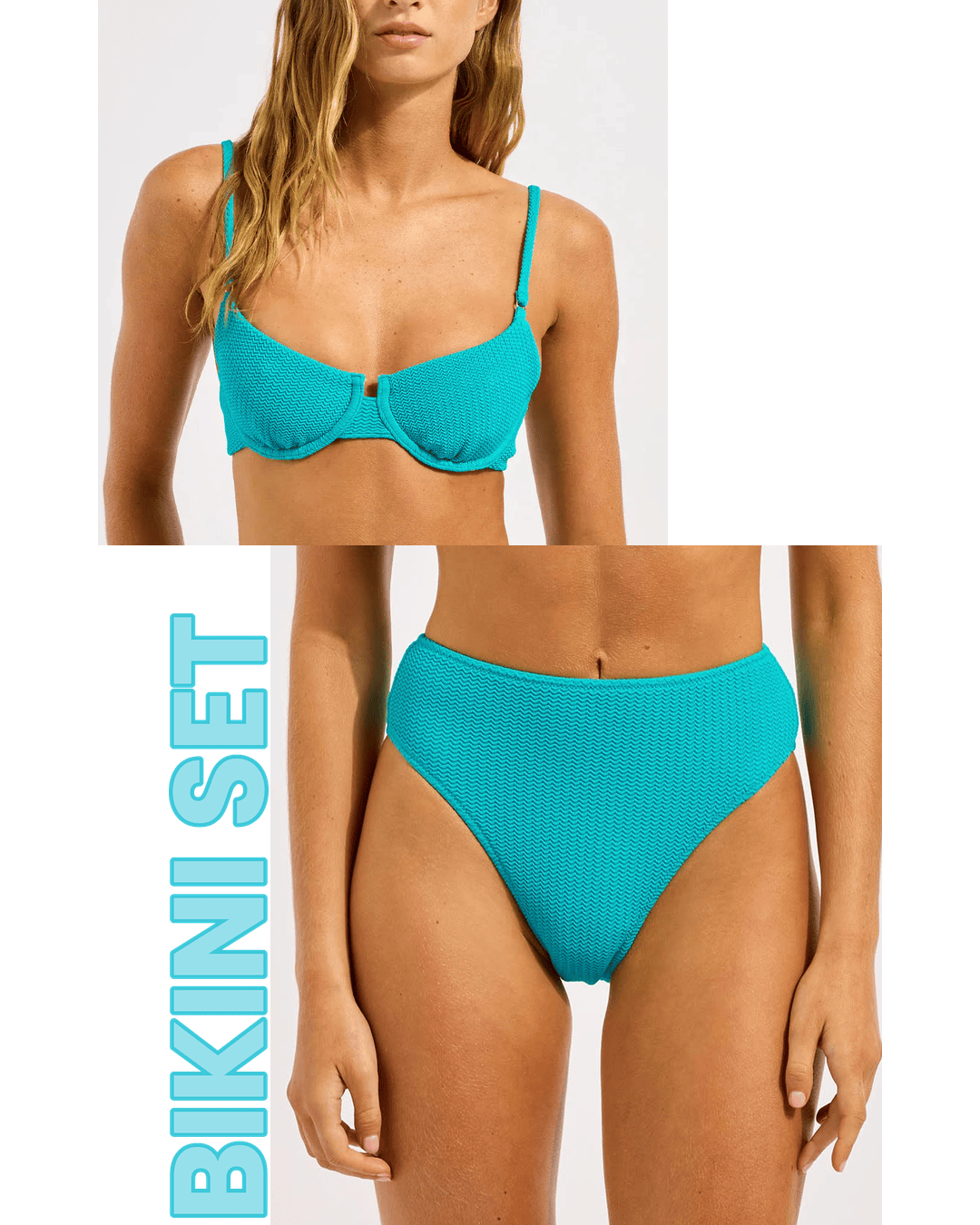Seafolly Seafolly Sea Dive Underwire Bra & High Rise Pant Bikini Set - Caribbean Blue 31418-861+40609-861-6 Seafolly Sea Dive Underwire Bra & High Rise Pant Bikini Set - Caribbean Blue Splash Swimwear Bikini Set 6 65633431000441