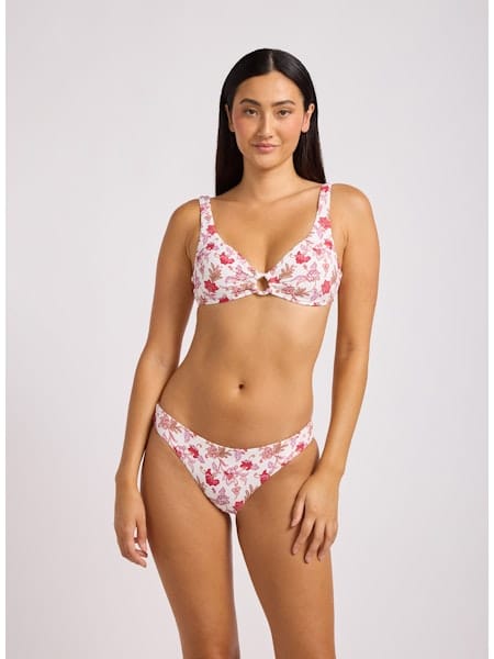 Seafolly Seafolly Summer Chintz MultiFit Ring Front Tank MultiFit Ring Front Tank Ecru | Seafolly Splash Swimwear Bikini Tops