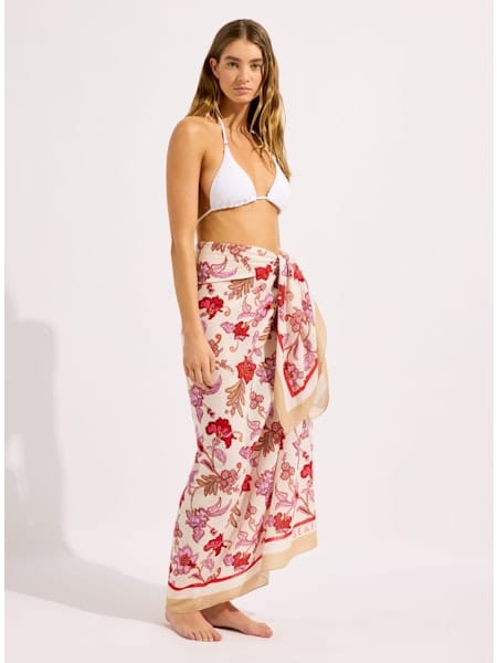 Seafolly Seafolly Summer Chintz Sarong 55776-SG-OS Summer Chintz Sarong Ecru | Seafolly Splash Swimwear Sarong Ecru / O/S