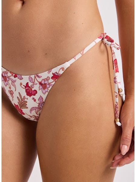 Seafolly Seafolly Summer Chintz Tie Side Rio Pant Tie Side Rio Pant Ecru | Seafolly Splash Swimwear Bikini Bottoms