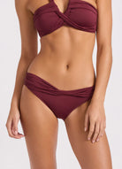 Seafolly Seafolly Twist Band Mini Hipster Pant - Burgundy Seafolly Twist Band Mini Hipster Pant | Seafolly Splash Swimwear Bikini Bottoms
