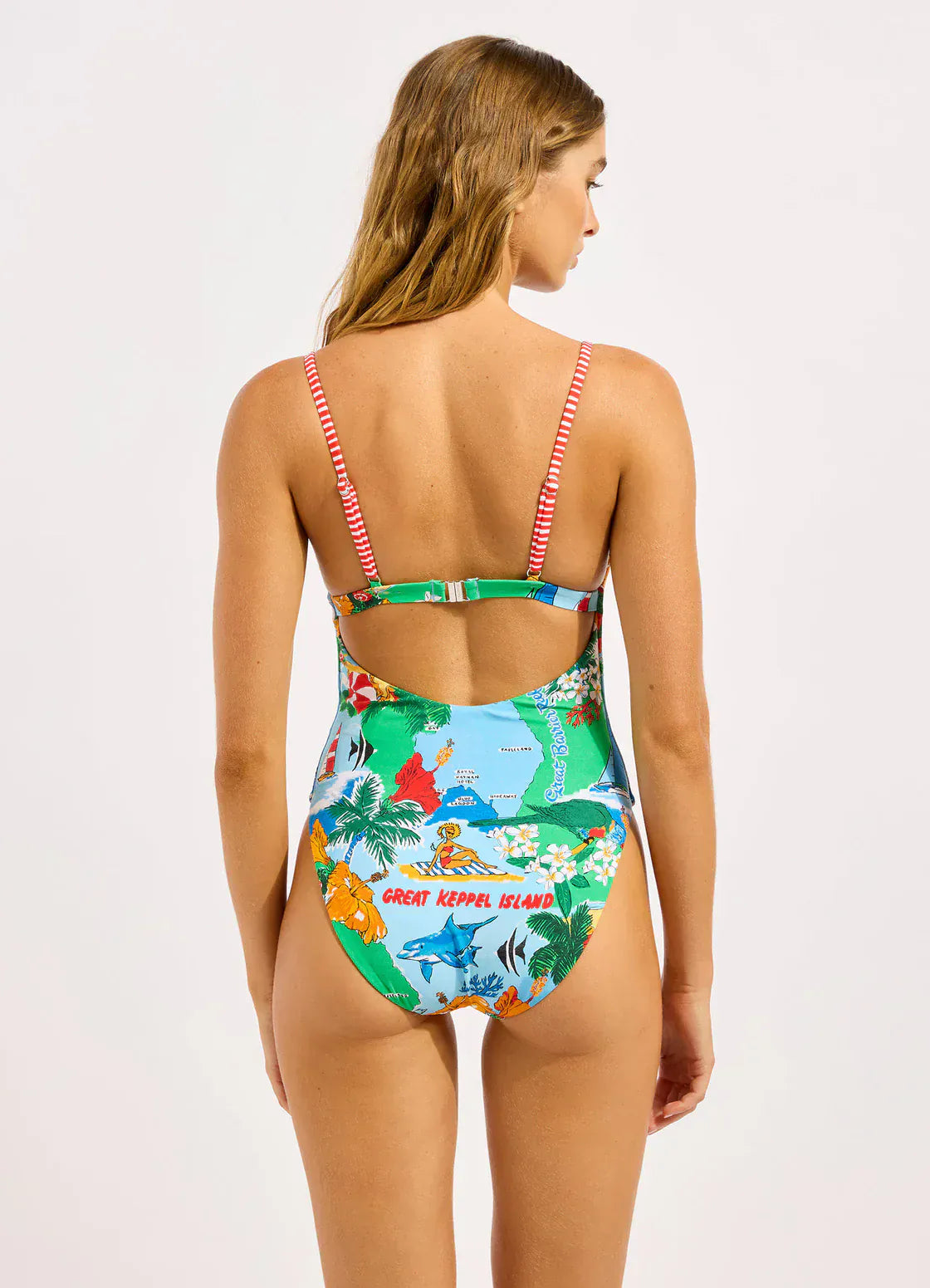 Seafolly Seafolly Viva Vacation Square Neck One Piece - Powder Blue Seafolly Viva Vacation Square Neck One Piece - Powder Blue Splash Swimwear One Pieces