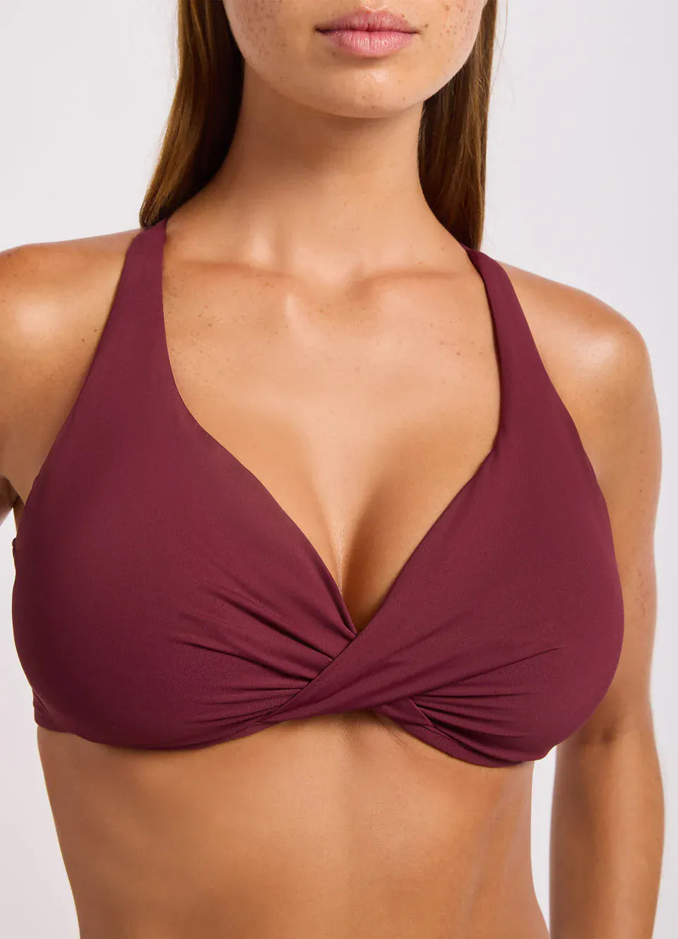 Seafolly Seafolly Wrap Front F Cup Bra - Burgundy Seafolly Wrap Front F Cup Bra | Seafolly Splash Swimwear Bikini Tops
