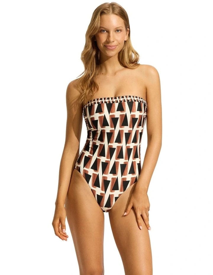 Seafolly Secret Garden DD Bandeau One Piece - Black Seafolly Secret Garden DD Bandeau One Piece - Blackk Splash Swimwear One Pieces